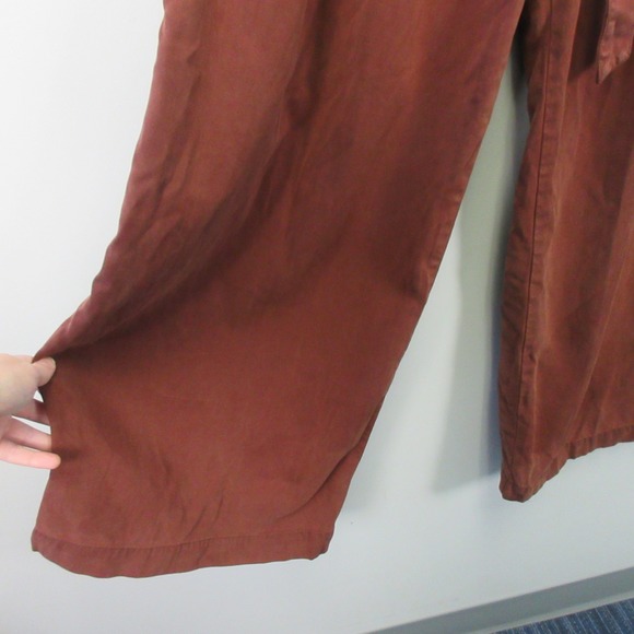 Free People Dwell On Dreams Trouser Wide Leg Belted Linen Pants Brown Boho Sz 6 - Picture 3 of 15